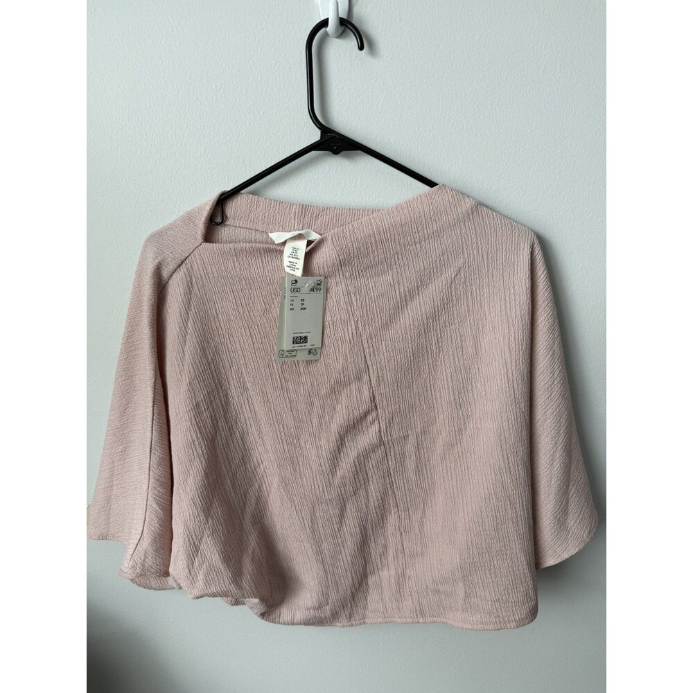 H&M Women’s Light Pink Boat Neck Cotton Jersey Top Short Sleeve Size XS